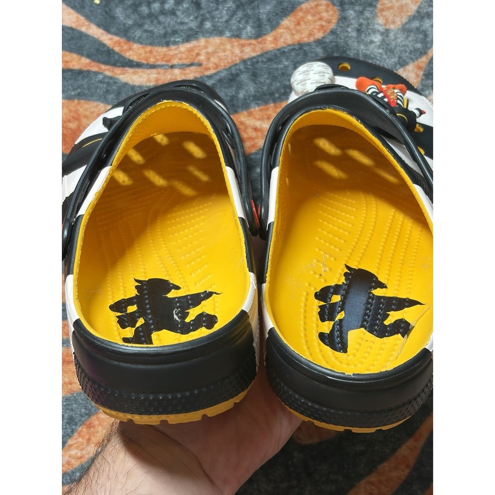 Crocs Hamburglar Men's Cartoon Sandals Black White Yellow Colorblock Size 11 - Picture 7 of 9